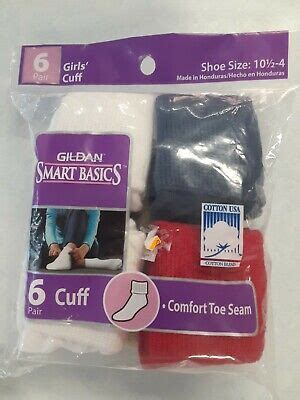 pack gildan smart basics  pair cuff socks girls    ebay