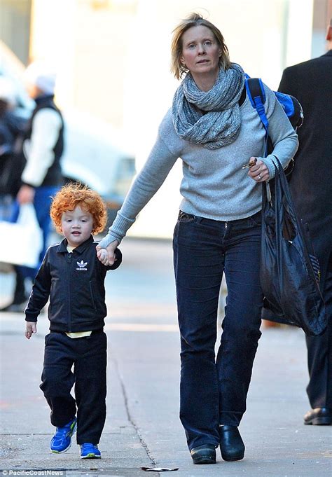 cynthia nixon takes her adorable son max for a walk in new york city daily mail online