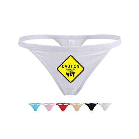 Caution Slippery When Wet G String Thong Panties Underwear Sex Etsy