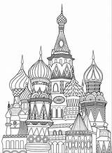 Coloring Moscow Cathedral Kremlin Basils Disegni Colorare Architektur Zuhause Architettura Moscou Erwachsene Adultos Malbuch Adulti Habitation Representing Adjoining Justcolor sketch template