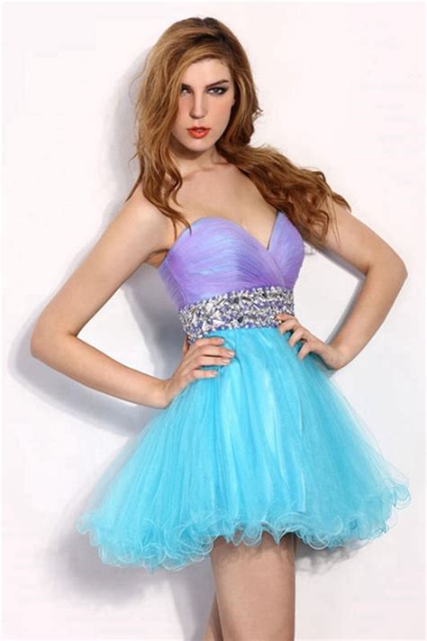 2015 8th Grade Prom Dresses Multi Color Pleated Crystal