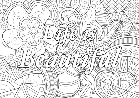 printable adult coloring pages quotes life  beautiful