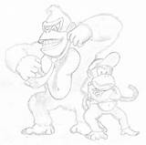 Kong Donkey Diddy Pages Deviantart Colouring sketch template