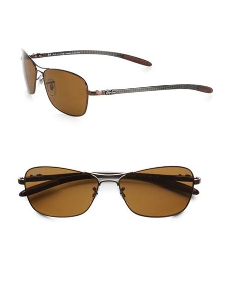 Ray Ban Tech Square Aviator Sunglasses In Brown For Men Lyst