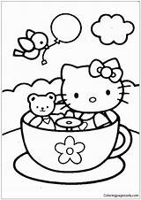 Kitty Hello Teddy Pages Bear Coloring Color Online Print sketch template
