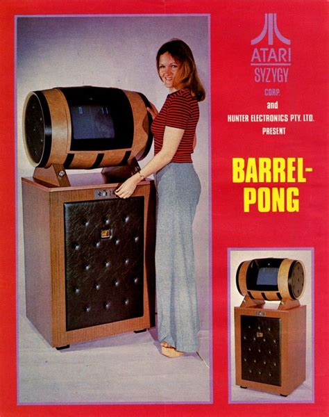 woman standing    barrel pong machine   words star szytyk