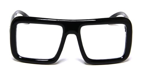 new gloss black bold thick square mens extra large clear lens glasses