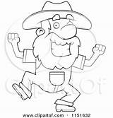 Prospector Coloring Gold Happy Pages Dancing Cartoon Rush Clipart Man Miner Cory Thoman Vector Outlined Banner Illustration Royalty Parchment Chubby sketch template