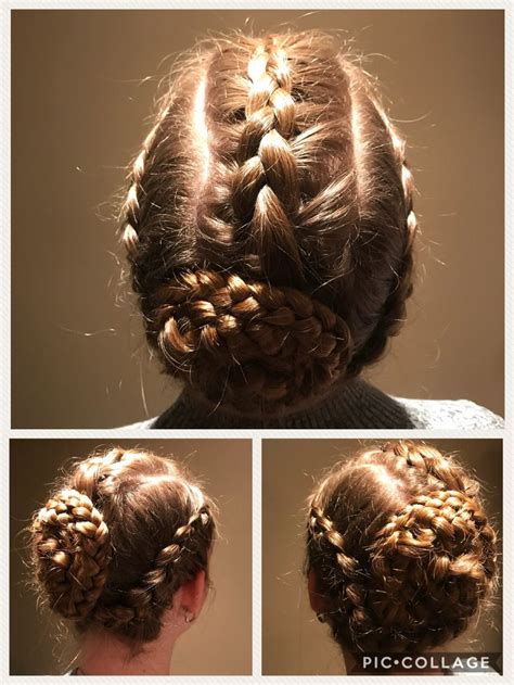 triple dutch braid into a rose bun dance hairstyles