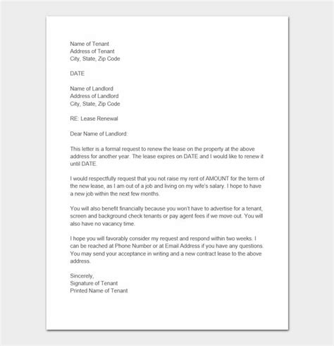 lease renewal letter  templates  sample letters