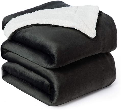 bedsure sherpa throw large blanket ash black queen size   cm fleece bed throws warm
