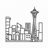 Skyline City Seattle Icon Needle Space Washington Building Famous Icons Editor Open sketch template