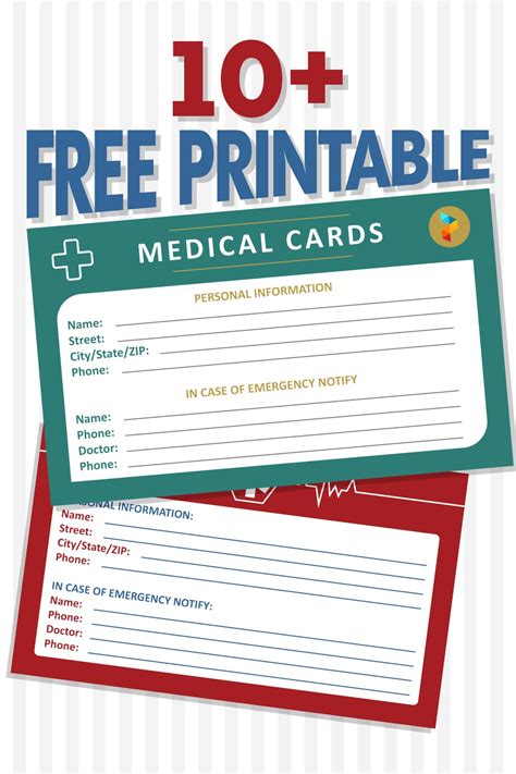 printable wallet size medical information card printable form
