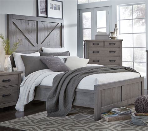 gray rustic contemporary  piece king bedroom set austin rc willey
