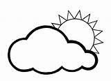 Sun Cloud Coloring Printable Drawing Nature Pages Drawings sketch template