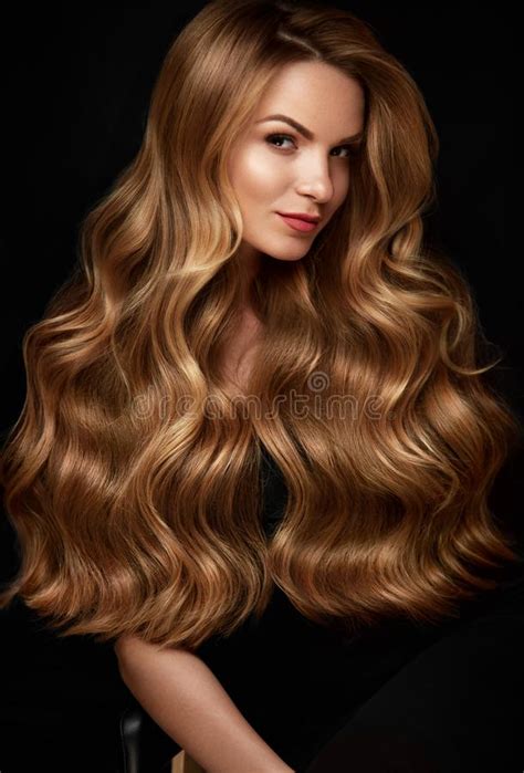 Long Blonde Hair Woman With Wavy Hairstyle Beauty Face Stock Image