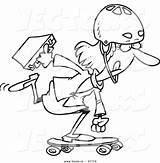 Businesswoman Skateboarding Outlined sketch template