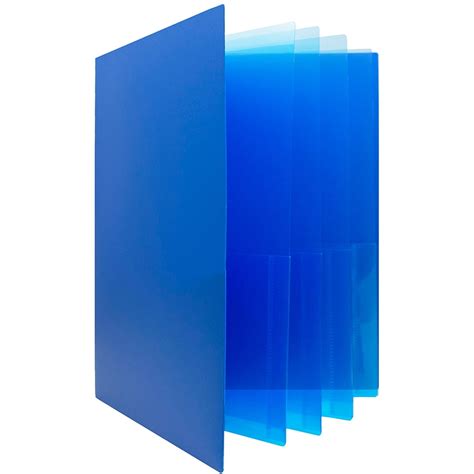 jam heavy duty plastic multi pocket folders  pocket organizer blue