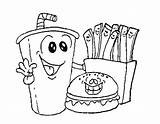 Coloring Pages Food Mcdonalds Burger Fries French Printable Kids Fast Color Faces Unhealthy Junk Web Drink Fry Cute Getcolorings Soda sketch template
