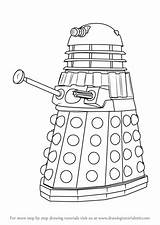 Dalek Who Doctor Draw Step Drawing Tutorials Drawingtutorials101 sketch template