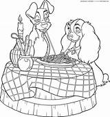 Coloring Lady Tramp Pages Disney Printable Dinner Colouring Books Sheets Horse Cartoon Romantic Come Sketches Paintings Adult Choose Board Popular sketch template