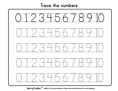 printable worksheets  kids dotted numbers  trace