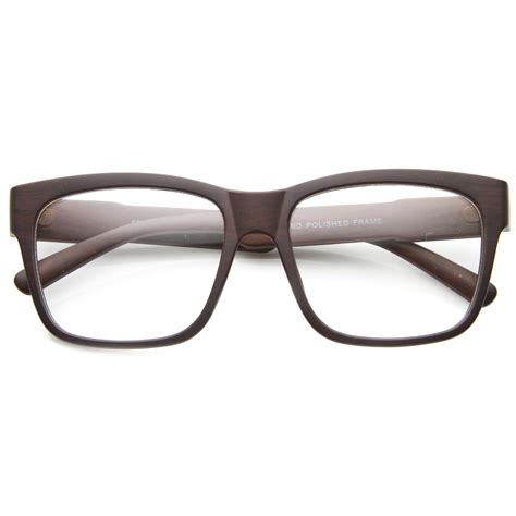 large wood print horned rim modern clear lens glasses 9898 dark wood