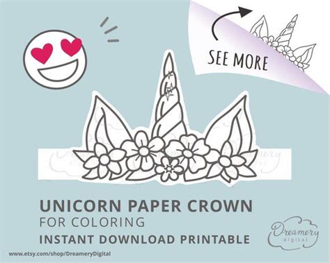 printable unicorn horn  ears paper hat unicorn coloring page