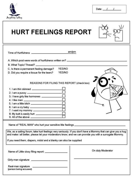 hurt feelings report template gotemplates intended  hurt feelings