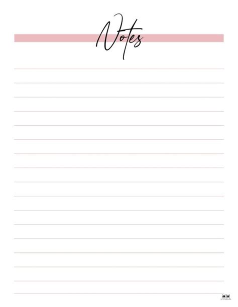 printable note pages  notebook paper template printable notes