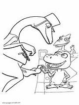 Dinosaur Train Coloring Pages Printable Conductor Cartoon sketch template
