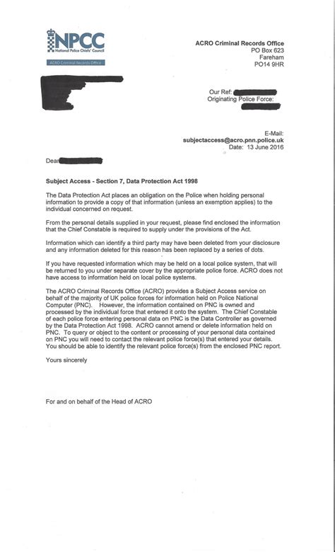 criminal record disclosure letter template