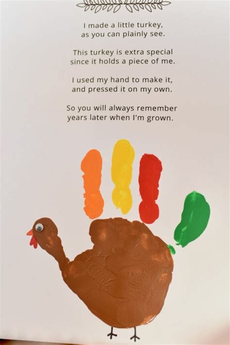 cutest turkey handprint craft poem printable  life lovely