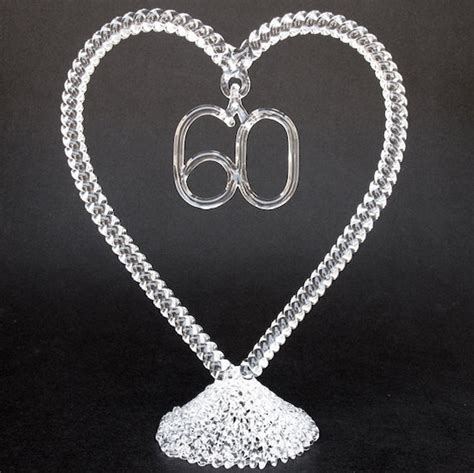 60th sixtieth wedding anniversary glass cake top topper
