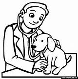 Veterinarian Clipart Coloring Vet Dog Treating sketch template