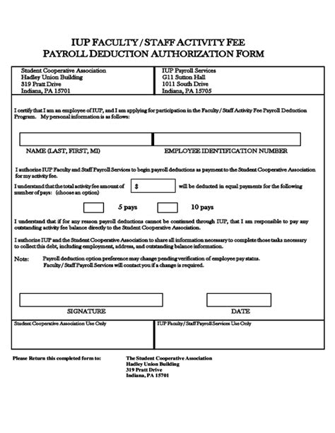 Payroll Deduction Authorization Form Indiana Free Download