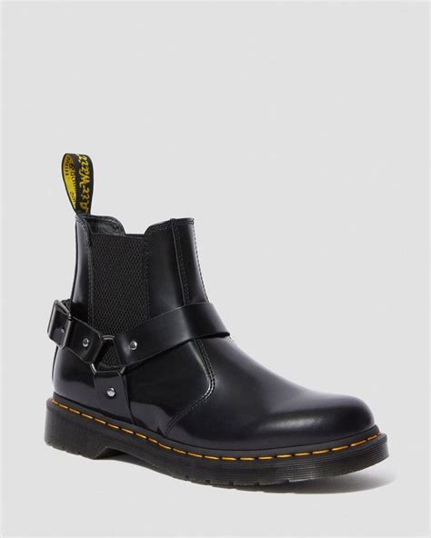 wincox smooth leather buckle boots  black dr martens botas  hebillas botas del oeste