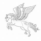 Pegasus Jumping Galloping Curve Lines Colorin sketch template