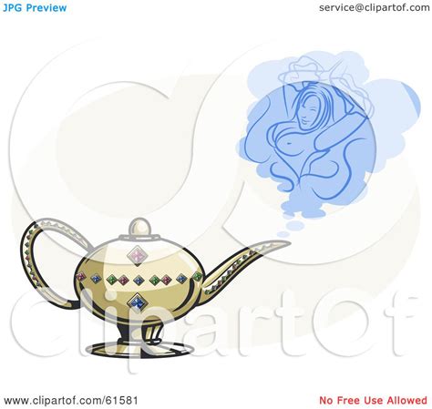 Royalty Free Rf Clipart Illustration Of A Golden Genie