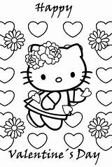 Coloring Kitty Hello Pages Valentine Valentines Happy Color Sheets Printable Beach Kids Cards Colouring Flower Little Hearts Christmas Flowers Girls sketch template