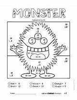 Number Color Plus Subtract Add Monsters Gr Version Digital Preview sketch template