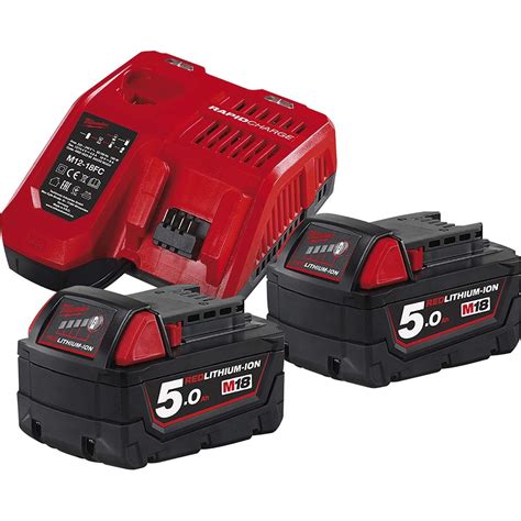 milwaukee   pair  ah battery multi voltage fast charger  pack  nrg  supply