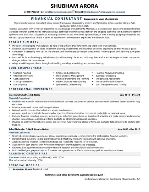 financial consultant resume examples template  job winning tips
