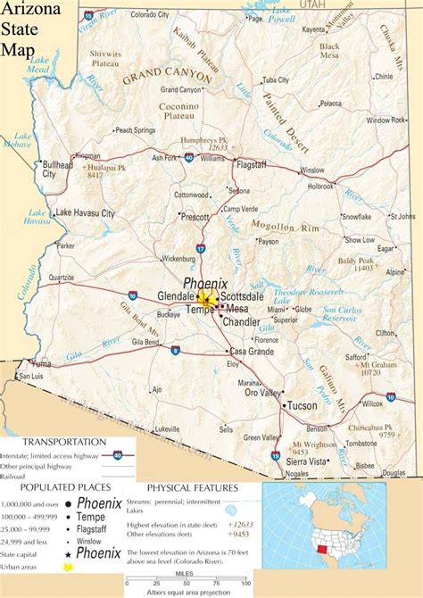 arizona state map  large detailed map  arizona state az