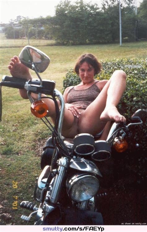 bottomless barefoot spread outdoors motorcycle motorbike pussy mature milf maturemilf