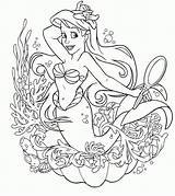 Coloring Mermaid Pages Printable Disney sketch template
