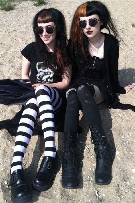 smiling beach goths gothic outfits punk fashion goth
