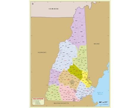 Buy Printed New Hampshire Zip Code Map With Counties