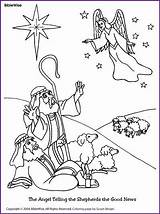 Shepherds Nativity Colouring Angels Biblewise Joseph Korner Páginas sketch template