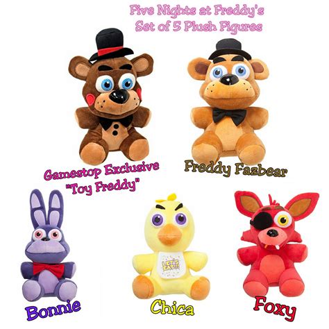 Five Nights At Freddy S Fnaf Plush Figures Set Of 5 Freddy Gamestop Toy
